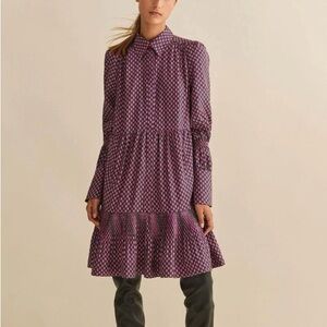 ME+EM Digital Dot Print Short Swing Shirt Dress